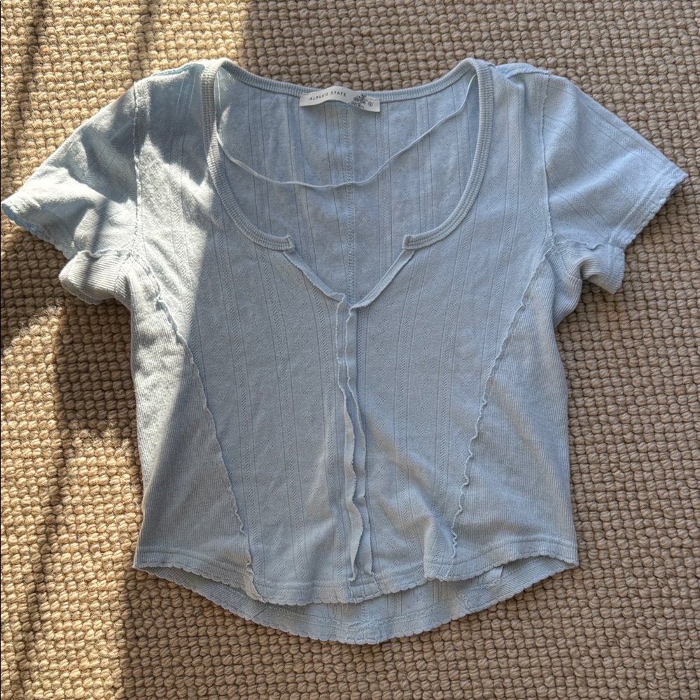 Altar'd State Soft Blue Short Sleeve Top